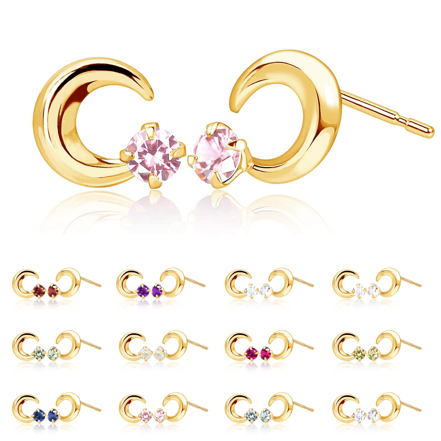 ララクリスティー レディース ピアス ムーン 12誕生石 プラチナ pt900 ゴールド K18 le102-0001