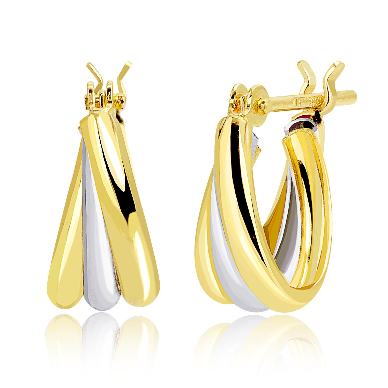 ピアス フープピアス レディース PT900 K18 ゴールド 地金コンビ枠 le102-0006