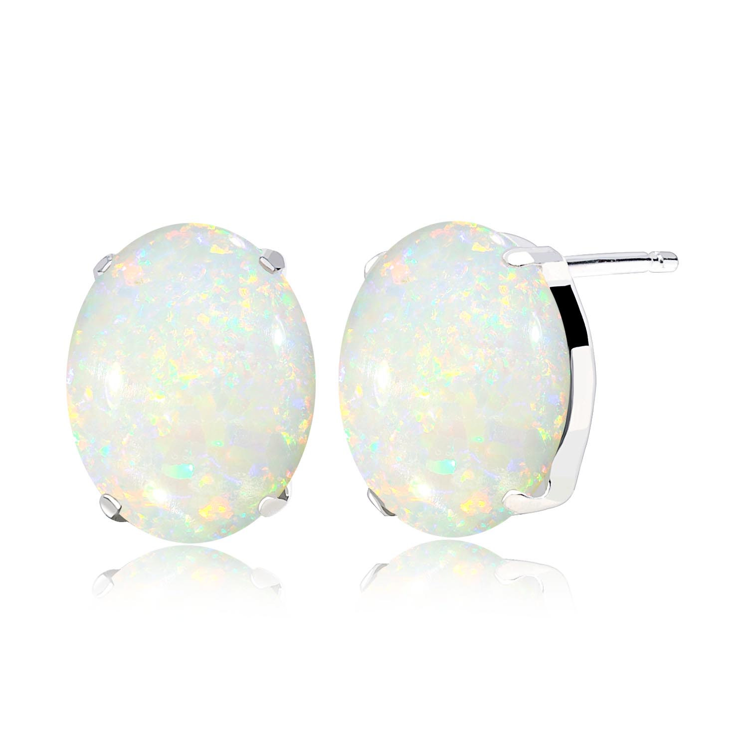 オパール カボションカット スタッドピアス pt900