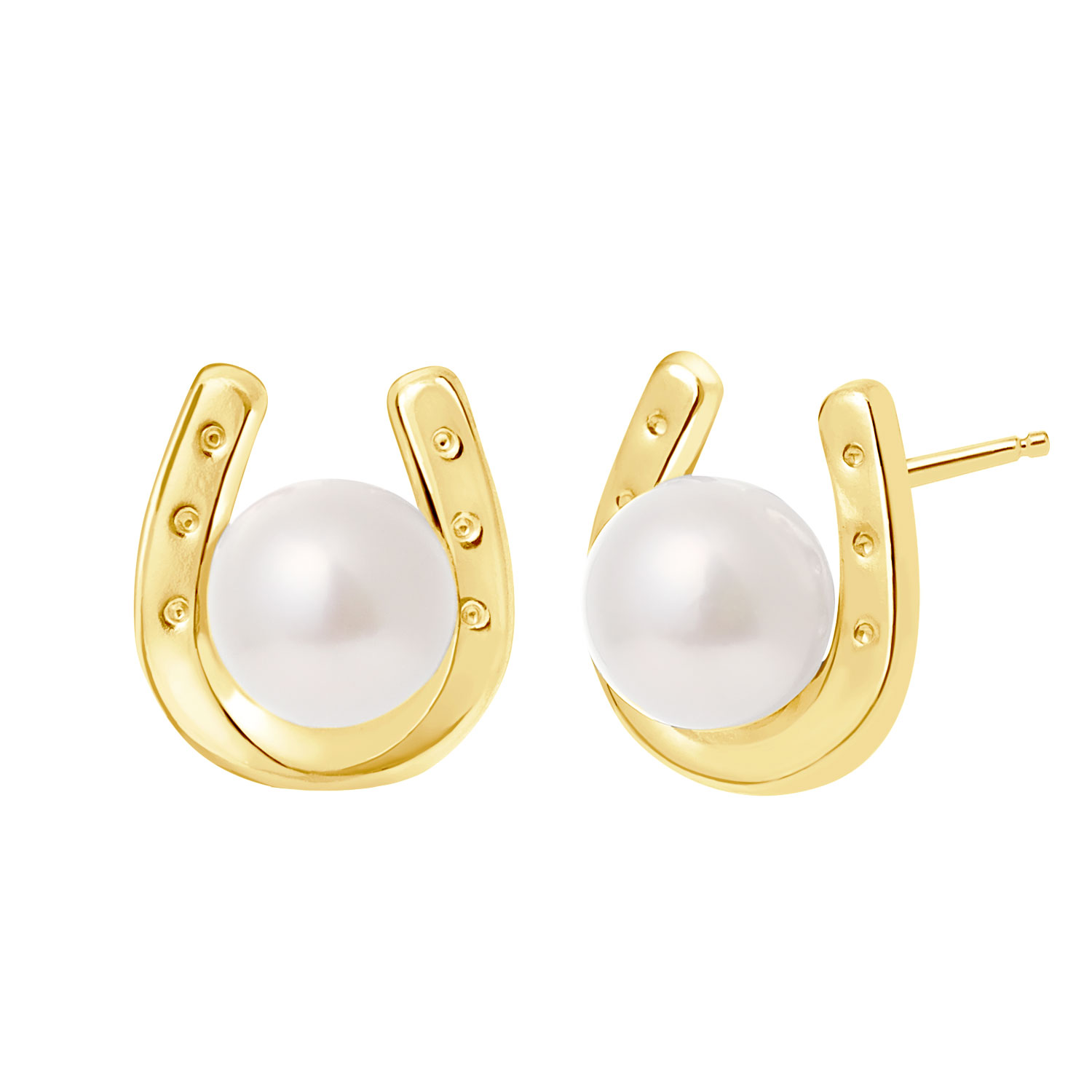 ピアス レディース あこや真珠 パール 5.0～6.0mm 2珠 K18 18金 イエローゴールド 馬蹄 U字