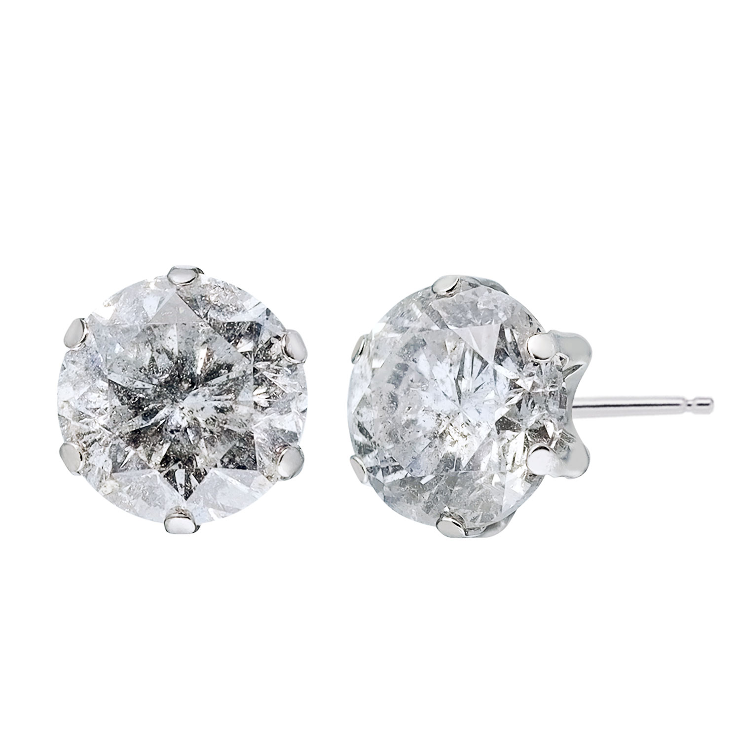 ピアス 両耳 ダイヤモンド Hカラー I1クラス 1粒 計 2ct 6本爪 スタッドピアス PT900 プラチナ 鑑定書付