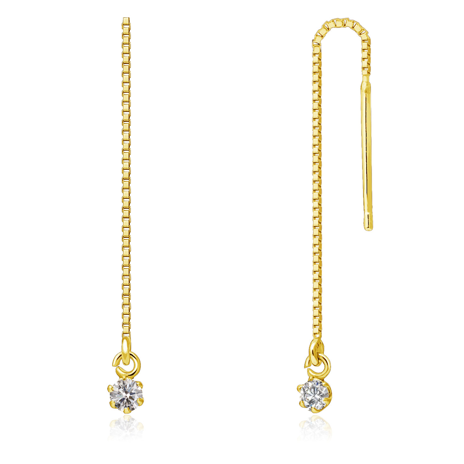 ダイヤモンド フープ ピアス 12石 両耳計24石0.1ctUP K18 YG - ピアス  