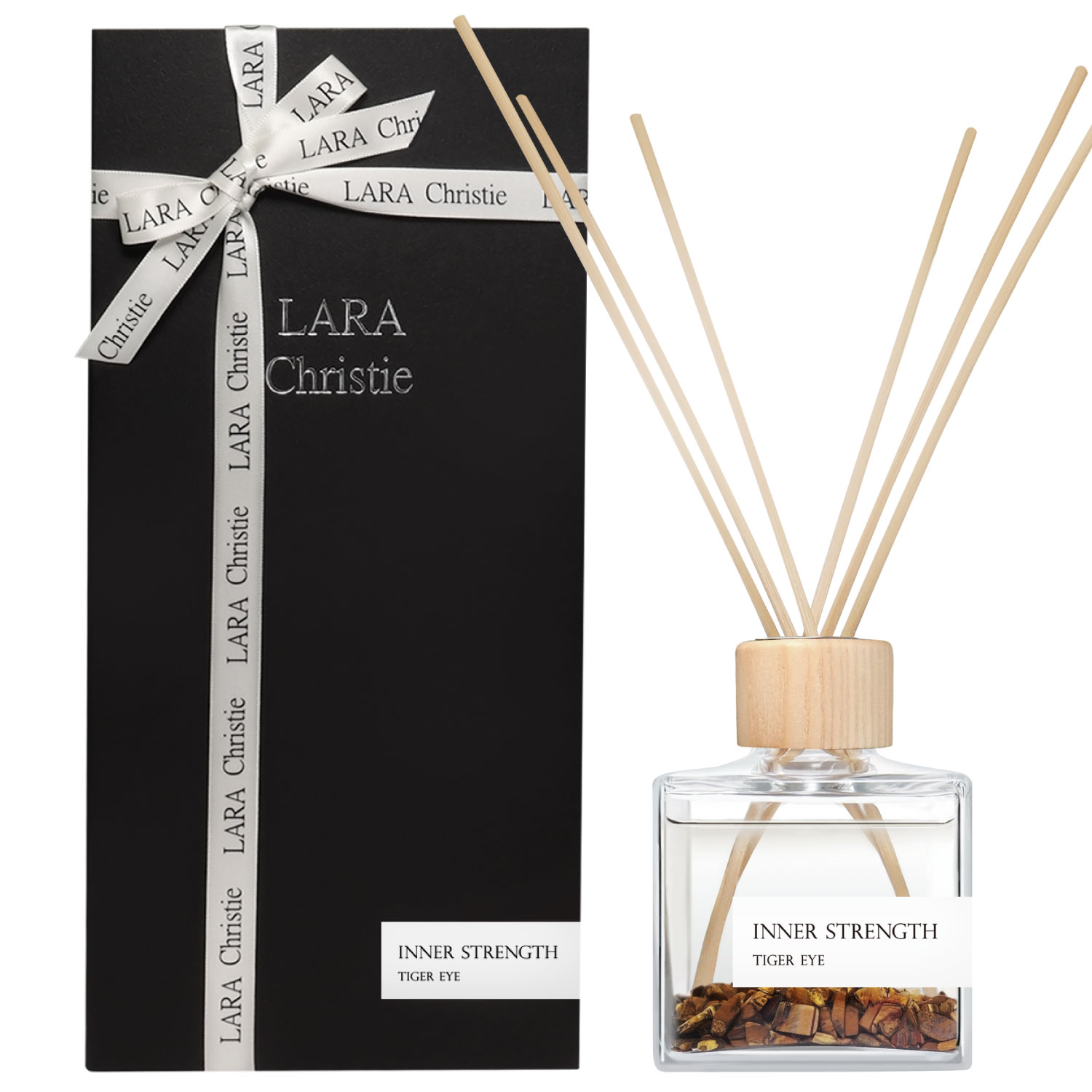 リードディフューザー Selene INNER STRENGTH タイガーアイ ヒノキ カモミール 150mL 本体 ルームフレグランス 芳香剤 室内用 天然石