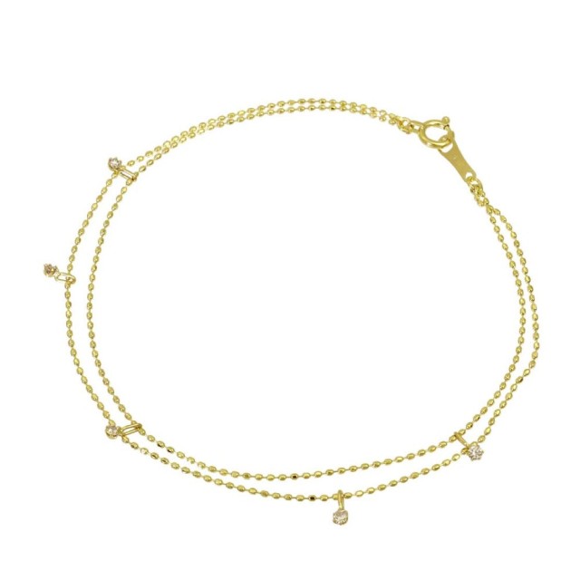 ブレスレット レディース K18 ダイヤモンド ステーション 