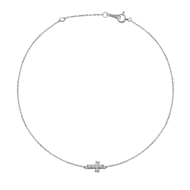 ブレスレット ダイヤモンド 0.1ct クロス 十字架 ブレス pt900 プラチナ lb37-0001-pt