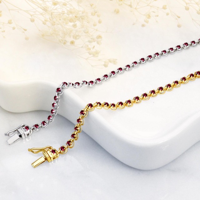 ブレスレット ルビー テニスブレスレット 56石 1.0ct 選べる地金プラチナ PT900 or K18 18金 ゴールド  lb37-0004
