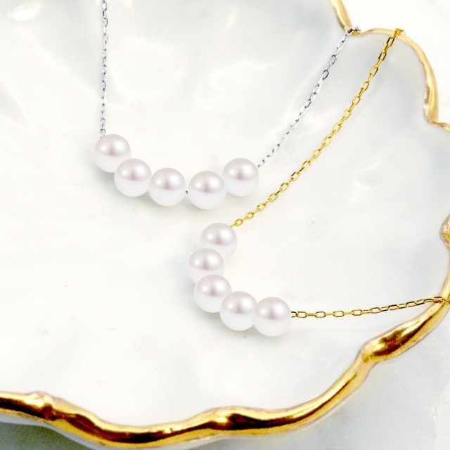 ブレスレット レディース アコヤ真珠 パール 5~5.5mm 5珠 PT850 プラチナ or K18 18金 ゴールド lb56-0001