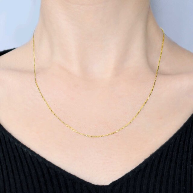 ゴールド チェーン ネックレス 18金 K18 アズキ 幅0.75mm 約1.2g 最長