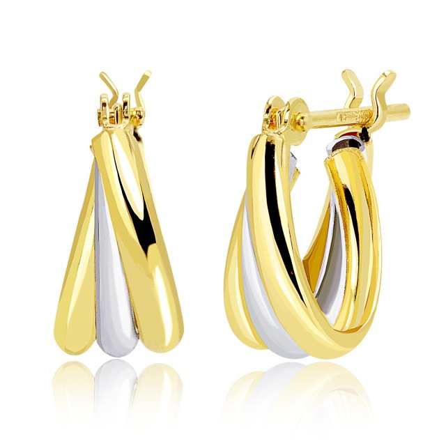 ピアス フープピアス レディース PT900 K18 ゴールド 地金コンビ枠 le102-0006