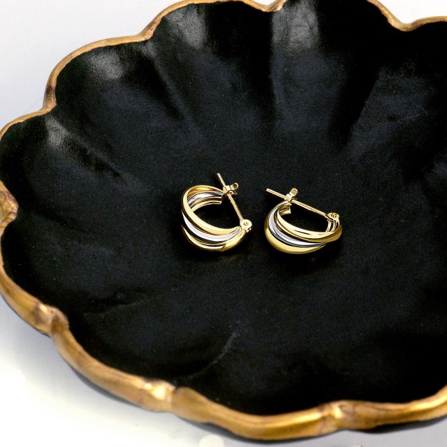 ピアス フープピアス レディース PT900 K18 ゴールド 地金コンビ枠 le102-0006