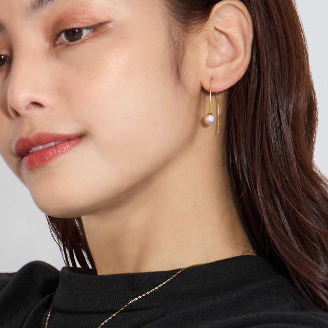 ピアス レディース アコヤ真珠 6.5mm 計 2珠 鑑別書付き K18 18金  