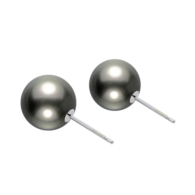 ピアス レディース 黒蝶真珠 10mm UP 両耳 2珠 パール 鑑別書付き le107-0005