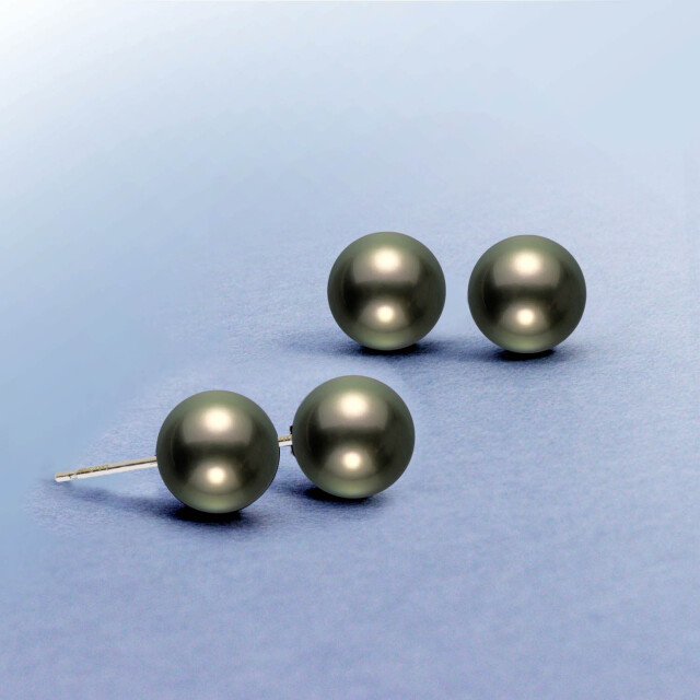 ピアス レディース 黒蝶真珠 10mm UP 両耳 2珠 パール 鑑別書付き le107-0005