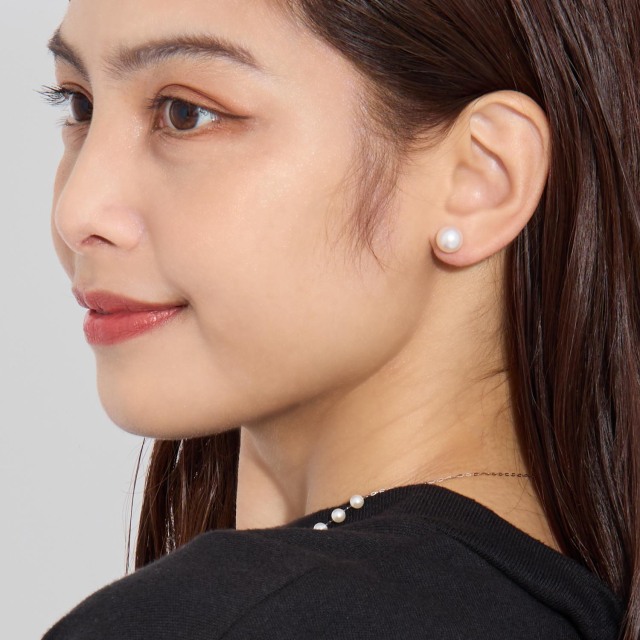 ピアス レディース あこや本真珠 花珠 8.5mm UP 両耳 2珠 パール 鑑別