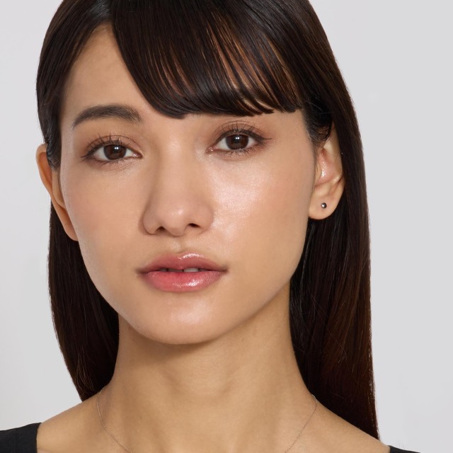 ピアス 両耳 ブラックダイヤモンド 計 0.2ct ローズカット 6本爪