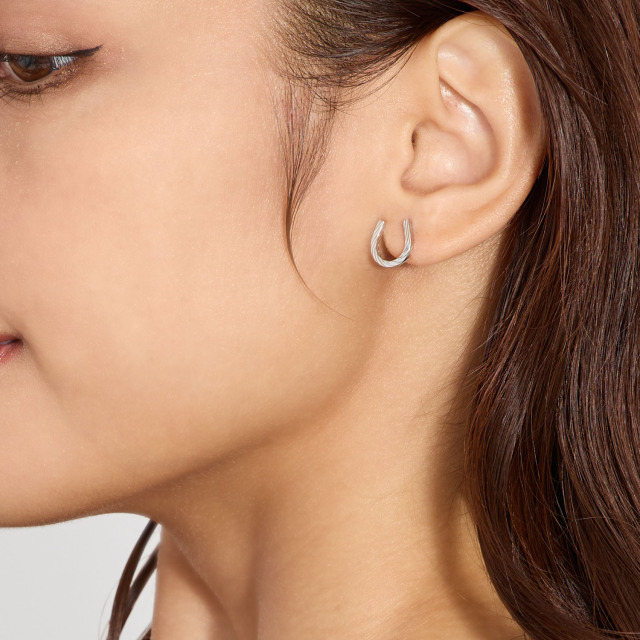 PT900 ホースシュー ダイヤモンド ピアス（470847） ｜ women