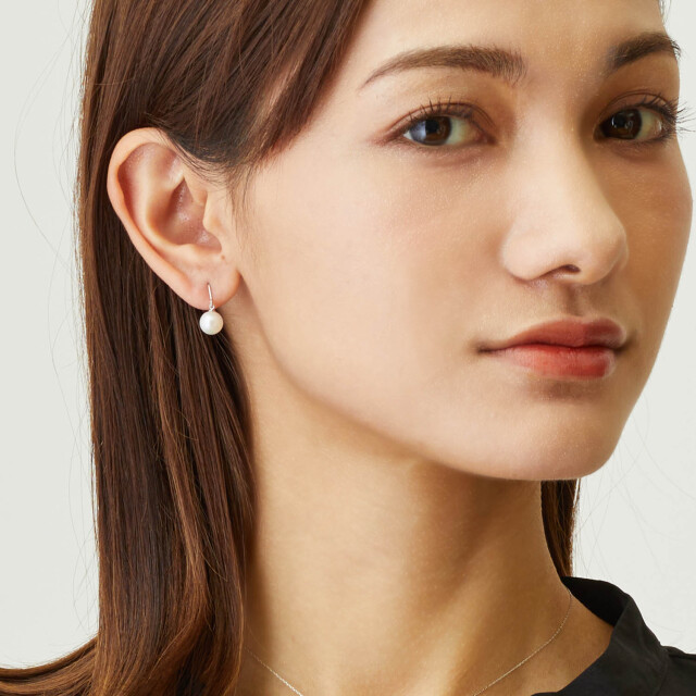 ピアス 両耳 レディース あこや真珠 パール 一粒 フックピアス pt900