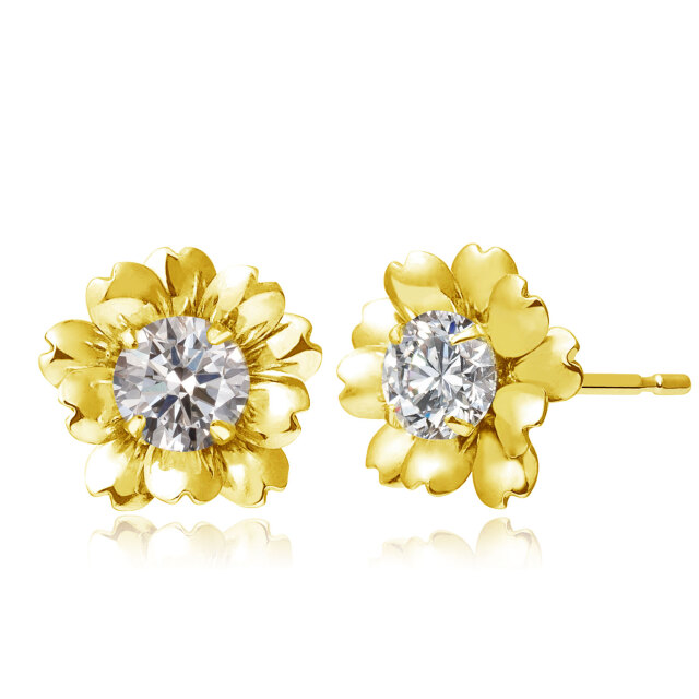 ピアス 両耳 ダイヤモンド 計 0.2ct フラワー K18 ゴールド 18金 le56-0011-yg