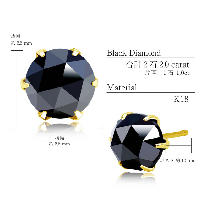 ピアス ブラックダイヤモンド 計2ct 6本爪 le56-0018