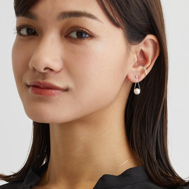 ピアス 両耳 あこや真珠 パール ダイヤモンド 計 0.08ct