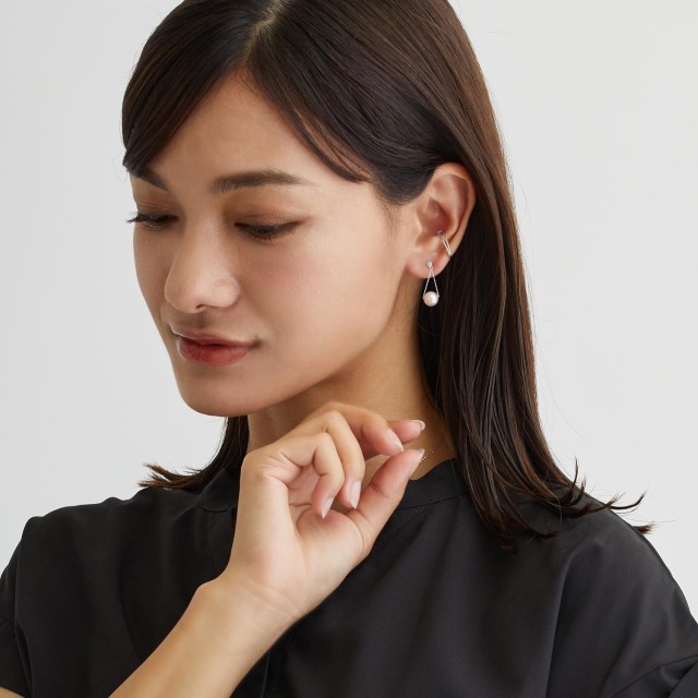 真珠　パール　ピアス　Pt900 プラチナ ピアス 両耳 あこや真珠 パール ダイヤモンド 計 0.08ct