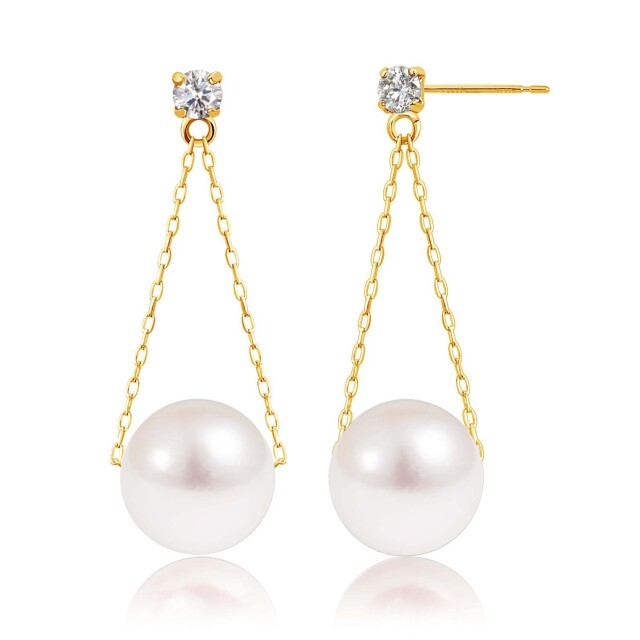 ピアス あこや真珠 パール 天然ダイヤモンド 0.1ct  レディース le56-0019