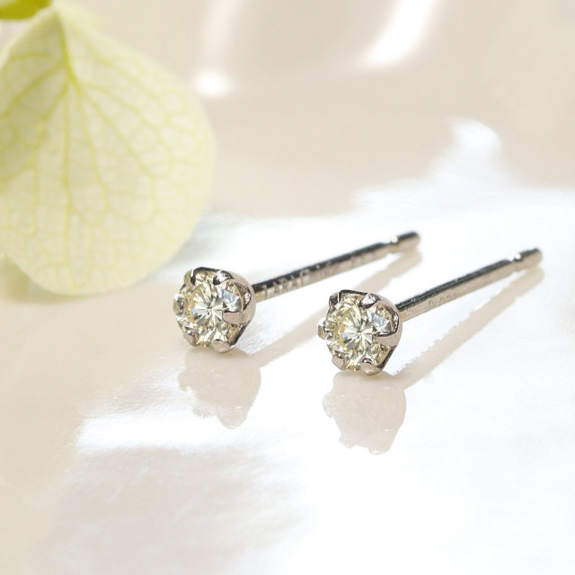 ピアス 両耳 レディース ダイヤモンド シャンパンカラー 計0.1ct 6本爪 スタッド pt900 プラチナ le56-0021-pt