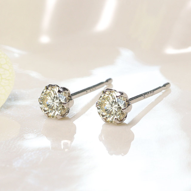 ピアス 両耳 レディース ダイヤモンド シャンパンカラー 計0.3ct 6本爪 スタッド pt900 プラチナ le56-0023-pt