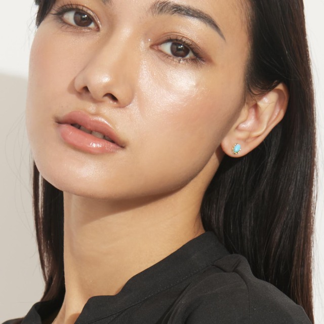 ピアス レディース ターコイズ(トルコ石) 0.5ct PT900 K18 ゴールド le56-0027