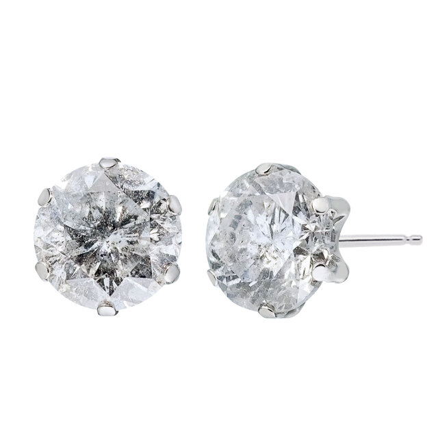 ピアス 両耳 ダイヤモンド Hカラー I1クラス 1粒 計 2ct 6本爪 スタッドピアス PT900 プラチナ 鑑定書付
