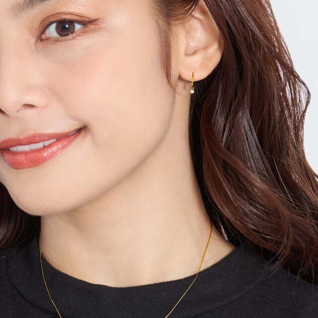 ピアス 両耳 ダイヤモンド 計 0.1ct フックピアス レディース K18 