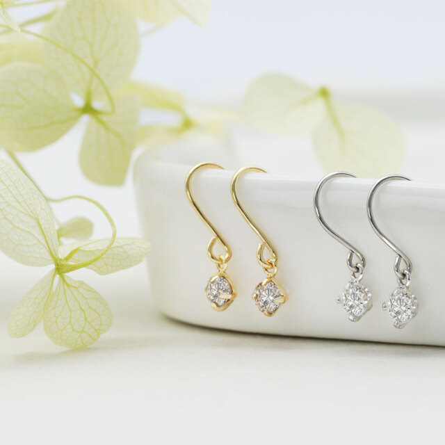 ダイヤモンド フックピアス 計0.2ct PT900 K18