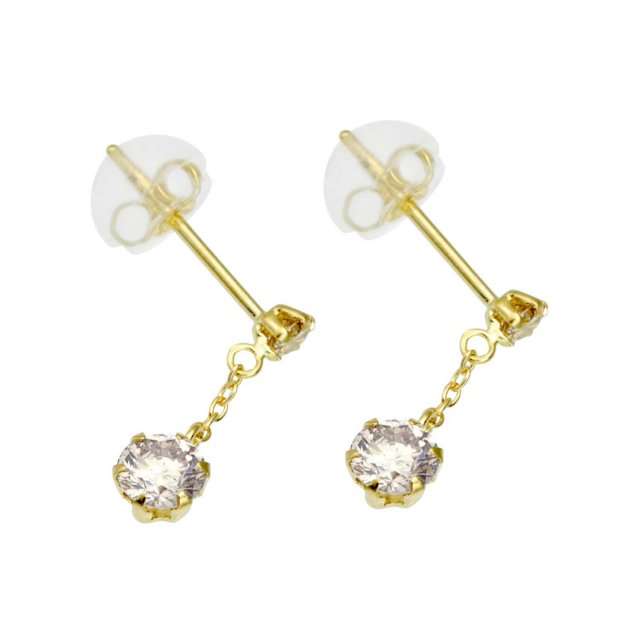 揺れる ダイヤモンド ピアス 計0.5ct K18 イエローゴールド