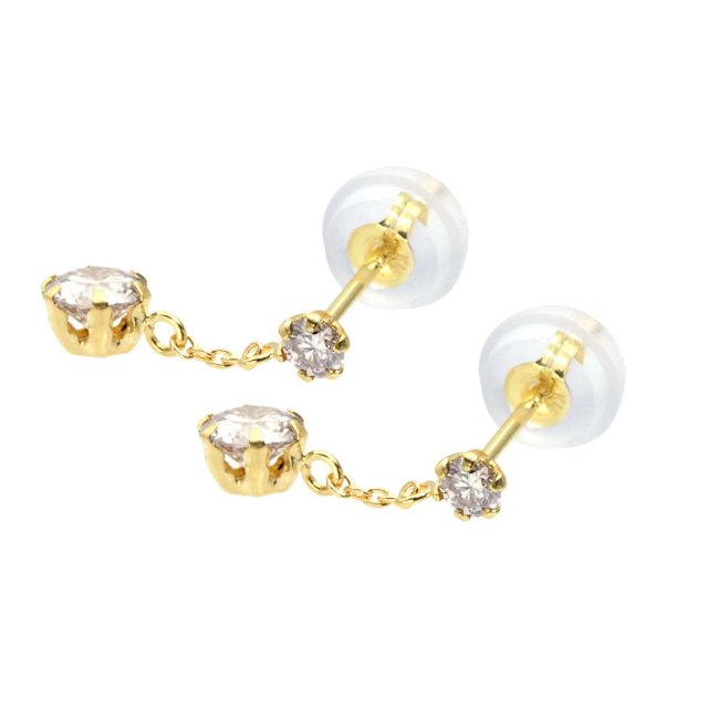 揺れる ダイヤモンド ピアス 計0.5ct K18 イエローゴールド