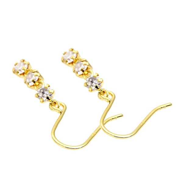 ピアス 両耳 ダイヤモンド 計 0.25ct スリーストーン K18 ゴールド 18 