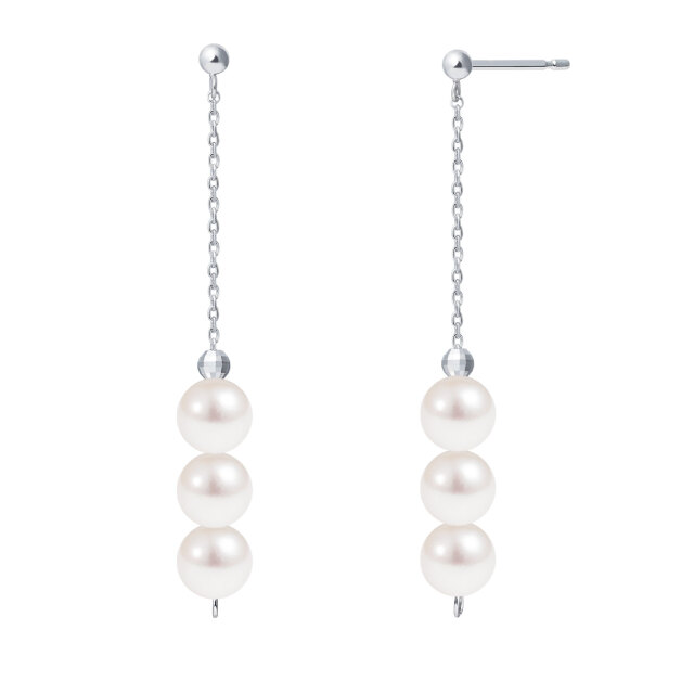 ピアス 両耳 あこや真珠 パール 2way フープ ロング ピアス pt900