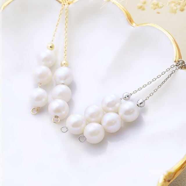 ピアス 両耳 あこや真珠 パール 2way フープ ロング ピアス pt900