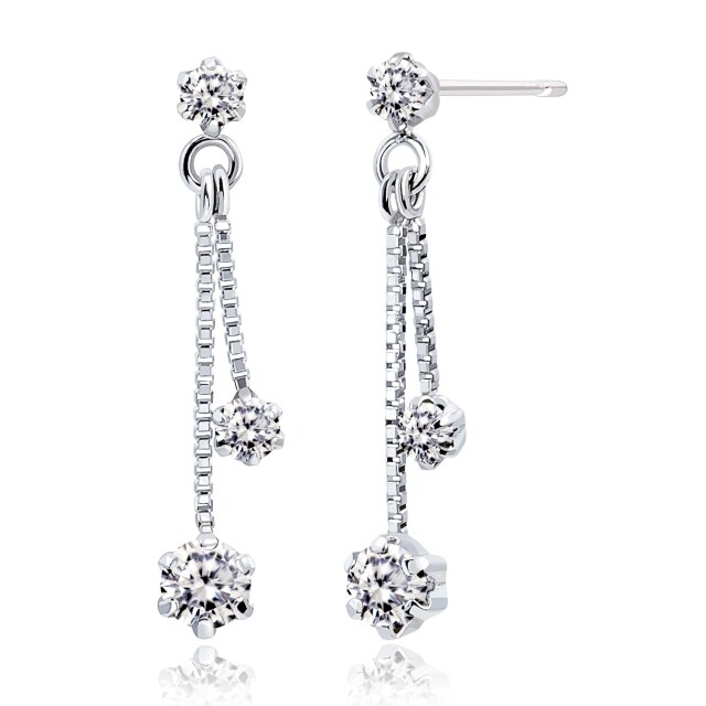 ピアス 両耳 ダイヤモンド 6石 計 0.3ct 揺れる ピアス pt900 プラチナ le71-0010-pt