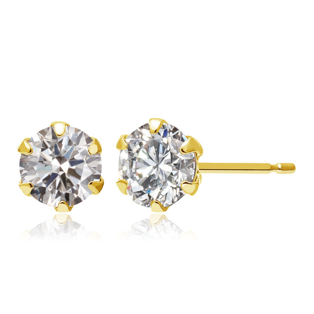 ピアス 両耳 ダイヤモンド 1粒 計 0.4ct 6本爪 スタッドピアス K18 ゴールド 18金 le71-0011-yg
