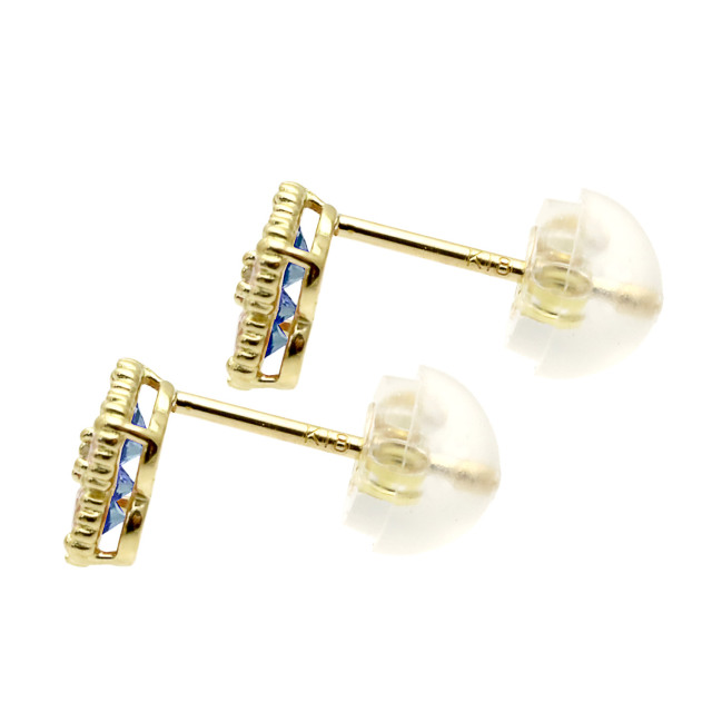 ピアス 両耳 ブルーサファイア 4石 計 0.4ct ダイヤモンド 計 0.01ct 