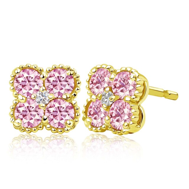 ピアス 両耳 ピンクサファイア 4石 計 0.4ct ダイヤモンド 計 0.01ct 