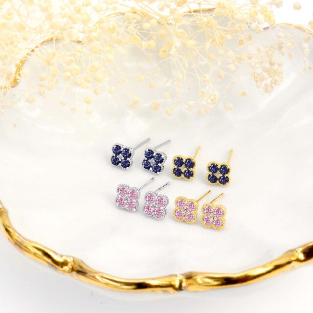 ピアス 両耳 ブルーサファイア 4石 計 0.4ct ダイヤモンド 計 0.01ct 