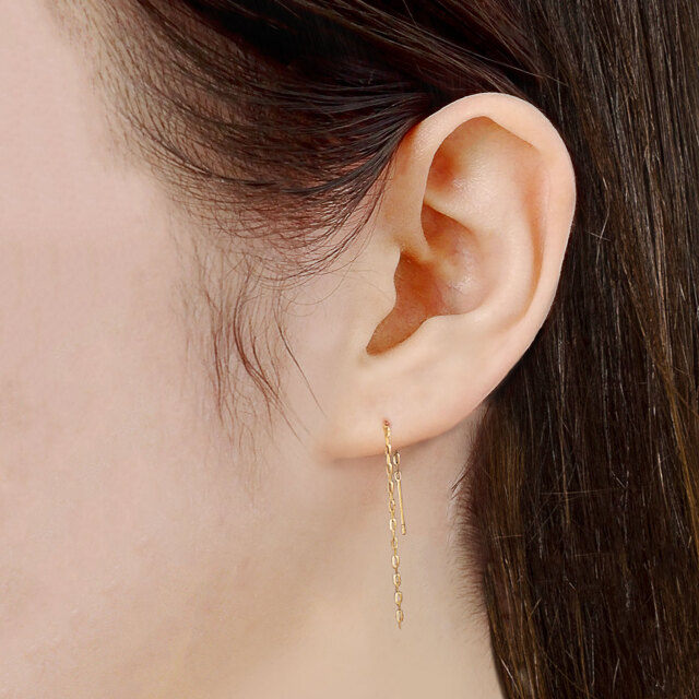【お値下げ】スイートピー＊オレンジ系チェーンピアス＊18K お値下げ】スイートピー＊オレンジ系チェーンピアス＊18K お値下げ
