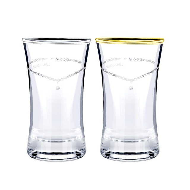 ショットグラス ペア グラス ギフト おちょこ セット プラチナ ゴールド 縁巻き