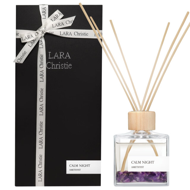 リードディフューザー Selene CALM NIGHT アメジスト レモングラス ラベンダー 150mL 本体 ルームフレグランス 芳香剤 室内用 天然石