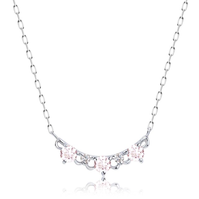 ネックレス レディース モルガナイト 0.15ct ダイヤモンド PT900 K18 ゴールド lp102-0001