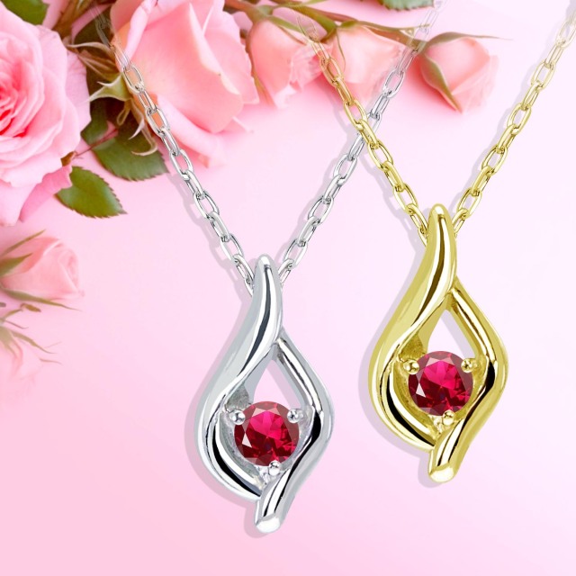 ネックレス レディース ルビー 雫 ドロップ しずく 露 つゆ  PT900 K18 18金 ゴールド lp102-0005