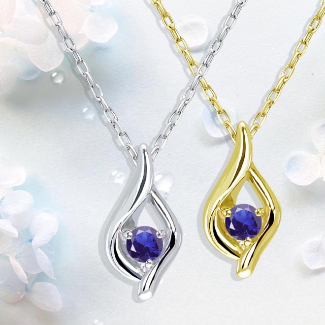 ネックレス レディース サファイア 雫 ドロップ しずく 露 つゆ  PT900 K18 18金 ゴールド lp102-0006