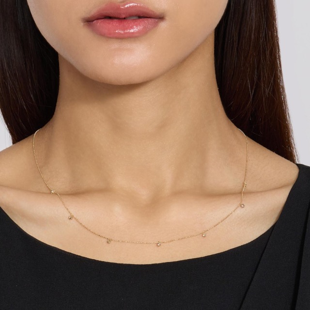 ネックレス ダイヤモンド ステーション ネックレス 7ポイント 0.3ct  