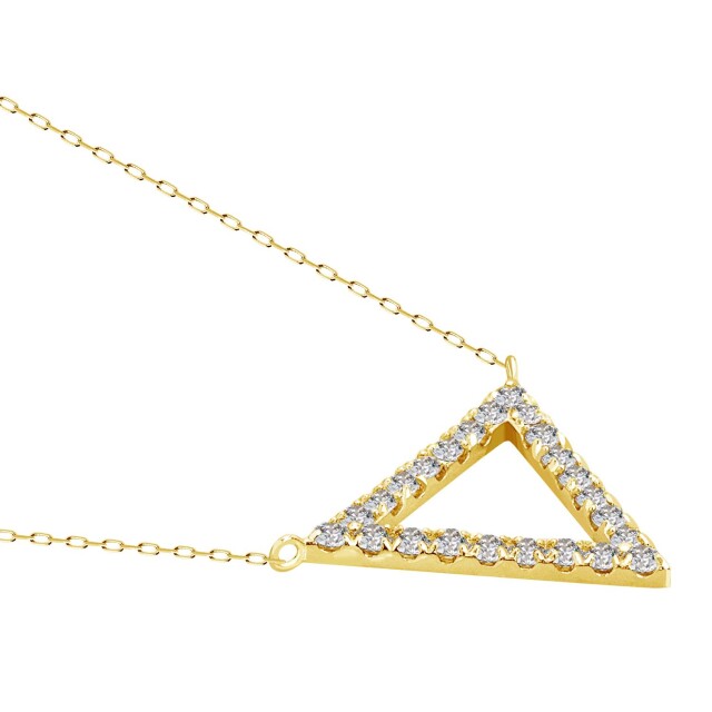 トライアングル ダイヤモンド ネックレス 0.3ct ゴールド 18金 K18